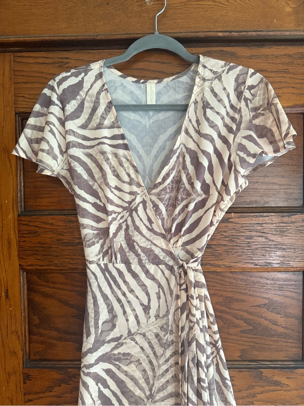 COSITA LINDA V Neck Wrap Maxi Dress Swimsuit Coverup Flutter Sleeves Resort M - Picture 3 of 8